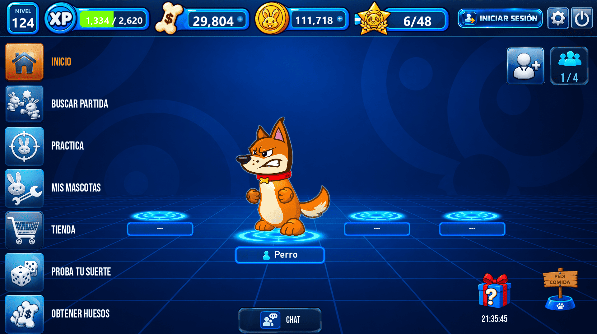 Menú principal del juego